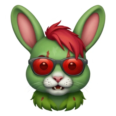 Zombie rabit with red hair and sun glasses sticker