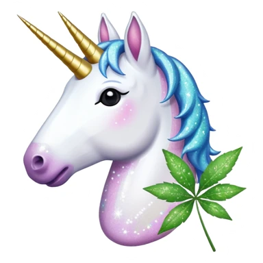A unicorn with glitter and weed leaf  sticker