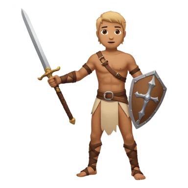 Man in loincloth with arm and leg bracers with sword sticker