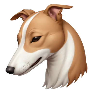 Meme-Worthy Cute Sleeping White and Brown Greyhound Portrait Emoji, Head resting peacefully with a contented smile, showcasing a lean, graceful build and a luxuriously smooth Fur of white with brown accents, eyes shut in a serene nap, Simplified yet hilariously adorable features, highly detailed, glowing with a soft, drowsy light, high shine, relaxed and utterly lovable, stylized with an air of playful laziness, bright and heartwarming, soft glowing outline, capturing the essence of a comically sleepy racer, so meme-worthy it feels like it could instantly become the next viral sensation of adorable slumber! sticker