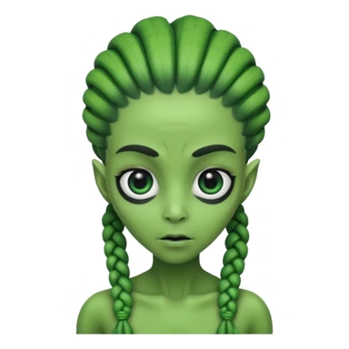 alien with braided hair sticker