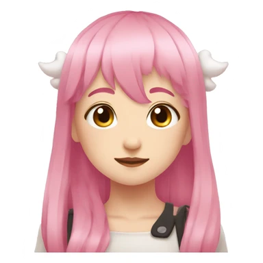 pink hair anime girl with little white horns sticker