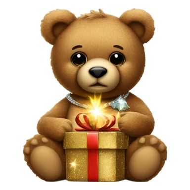 teddy bear holding sparkly gift and a shot glass of liquor  sticker