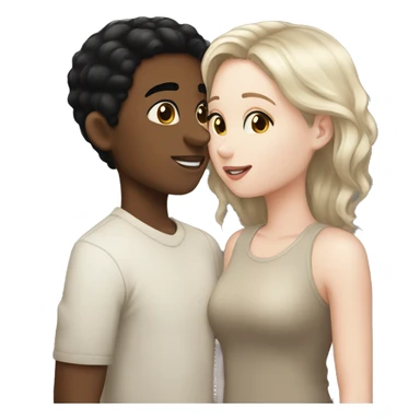 Boy black hair light brown skin kissing girl black hair pale skin sticker
