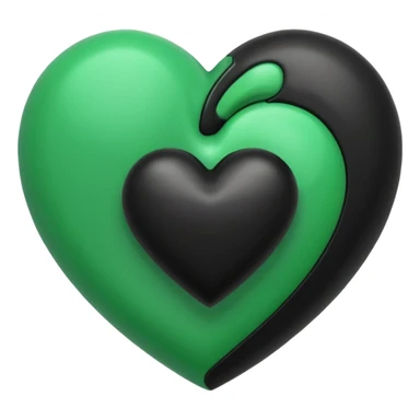 A green heart and black heart mixed together sticker