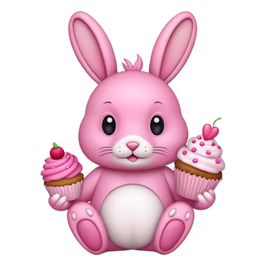 pink Rabbit with cupcake sticker