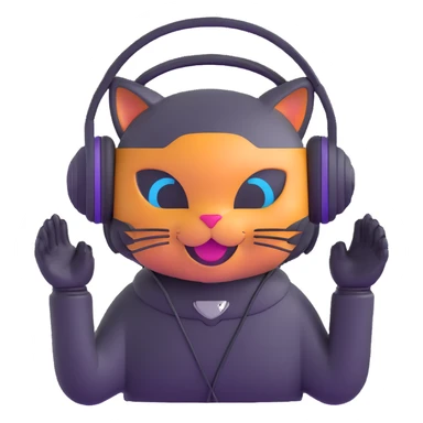 smiling cybercat wearing headphones sticker