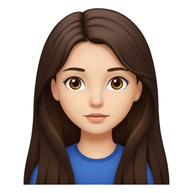 Make me a brunette girl, with brown (dark) eyes and long, loose hair sticker