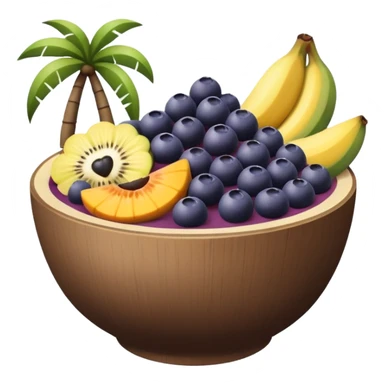 acai bowl with tropical fruits and a hint of Western Sydney landmarks, emoji style sticker