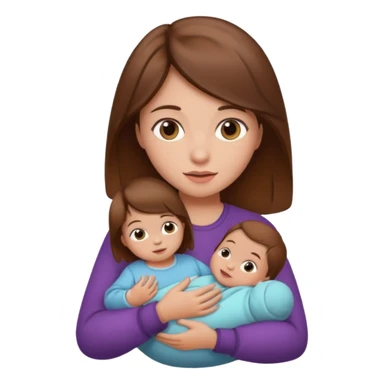 Girl with brown hair holding a baby  sticker