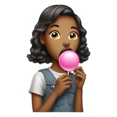 Girl blowing bubblegum sticker