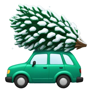 Winter car carrying a flocked Christmas tree sticker