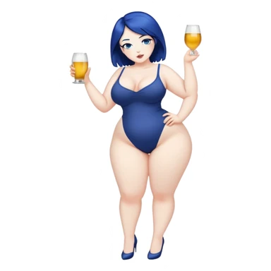 crazy drunk pose curvy daek blue {{long hair °€}pale,fullbody sticker
