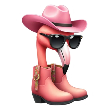 Flamingo with cowboy boots and sunglasses  sticker