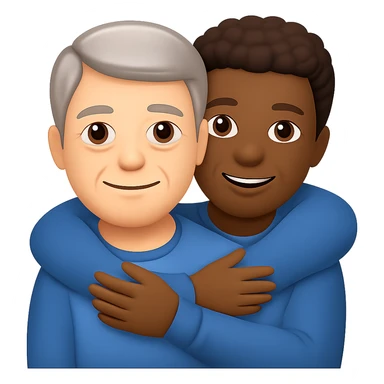 Make the blonde man older with gray hair, keep the other man the same, in apple emoji style, preserve transparent background. sticker