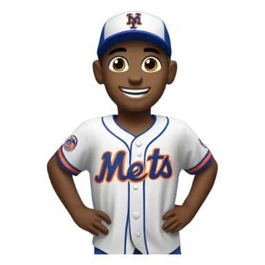 happy child in Mets Jersey  sticker