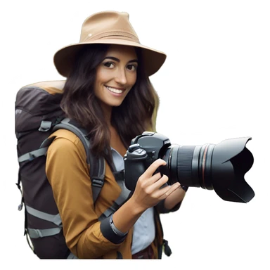 woman photographer fujifilm camera hiking taking photo brunette sticker
