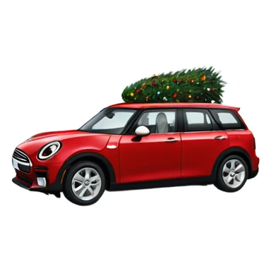 Red Mini Cooper clubman decorated for Christmas  sticker