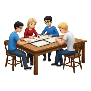 study space with students working on a big table sticker