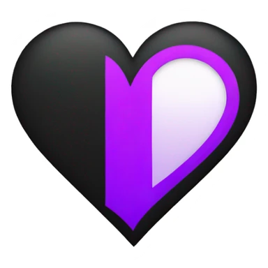 Half black and half purple split heart sticker