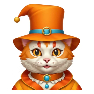 Cat clown with pointy hat, belt sticker