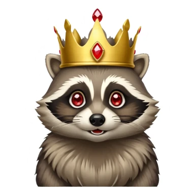 King Racoon with gold with red jewelled crown sticker