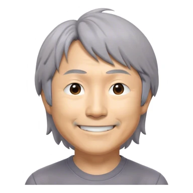 ​Cinematic Realistic Portrait of a Smiling Shigeru Miyamoto, depicted with warm, approachable features, gentle grey-tinted hair, and kind, expressive eyes, set against a subtle backdrop hinting at iconic video game imagery, rendered with lifelike textures and soft, inviting lighting that captures his innovative spirit, sticker