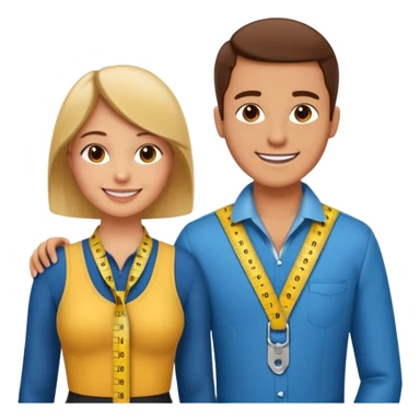 Tailor with Measuring Tape around neck pose with another person sticker