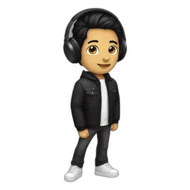 Musician - black hair - headphones sticker