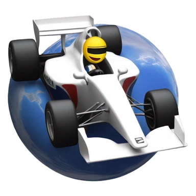 A formula 1 car driving on planet earth sticker