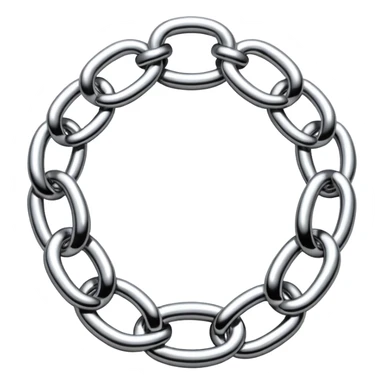 A thick luxury chain emoji made of liquid silver chrome, smooth rounded links, glossy metallic reflections, heavy swag aesthetic, minimalistic iOS emoji style, centered, clean white background sticker