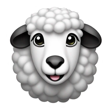 simple sheep face happy smiley icon, black and white,simple, 2d sticker