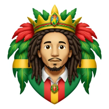 Bob Marley heraldic crest made with ethiopian colors sticker