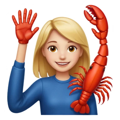 a lobster claw high five a girl emoji sticker