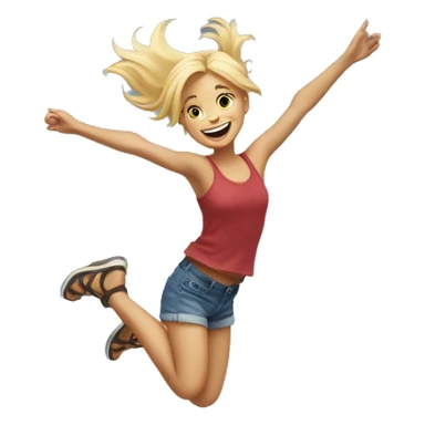 Blonde girl jumping for joy sticker