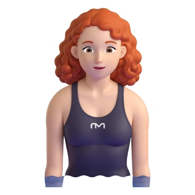 thin 18-year-old white female athlete swimmer with curly red hair about to enter a pool sticker