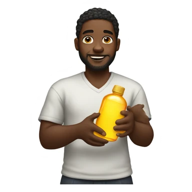 black man holding baby oil sticker