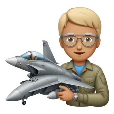 Blind man working on fighter jet  sticker