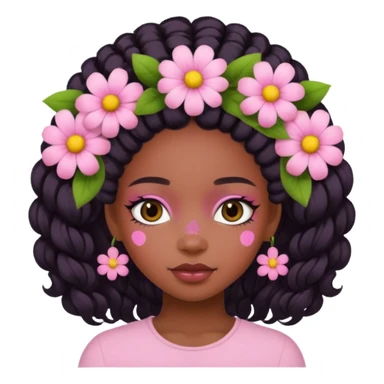 Pastel Pink Black Girl With Flowers sticker