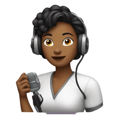 Una mujer negra hablando con un microfono como si fuera un podcast sticker