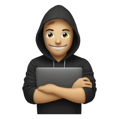 Hacker todo de preto digitando sticker