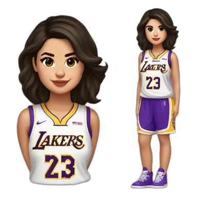 selena gomez wearing lakers jersey sticker