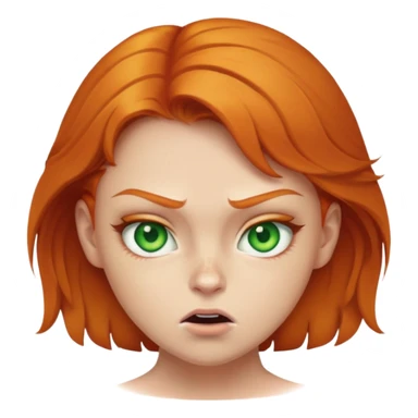 A ginger girl with green eyes with a mad face  sticker