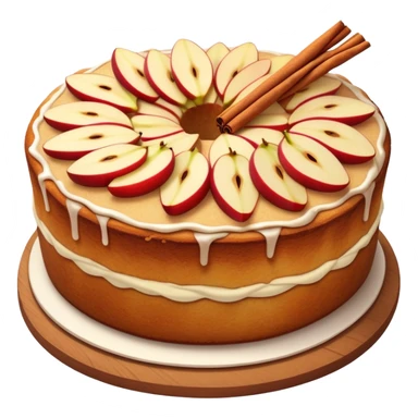 cinematic-realistic-apfelkuchen-dessert-emoji,-depicted-as-a-classic-apple-cake-with-cinnamon-and-thinly sliced apples on the top neatly spread out-rendered-with-soft-textures-and-warm,-inviting-lighting. sticker