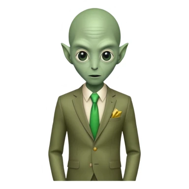 Green tall alien wearing Louis Vutton suit sticker