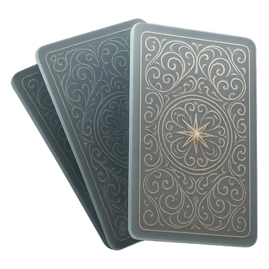 tarot deck with elaborate, swirling patterns on the card backs, hints of gold foil, cards arranged in a fan, magical and luxurious sticker
