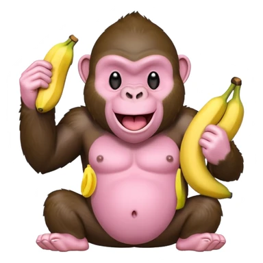 A light pink emoji gorilla holding a banana sticker