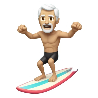 old man surfing sticker