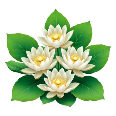 bouquet white Nymphaea lotus,stem, lotus leaf sticker