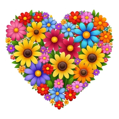 heart made of flowers sticker